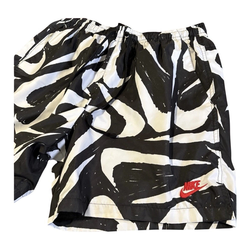 Nike Swim Trunks Mens L Zebra Print Mesh Lined‎ Embroidered Logo AOP 6" Inseam